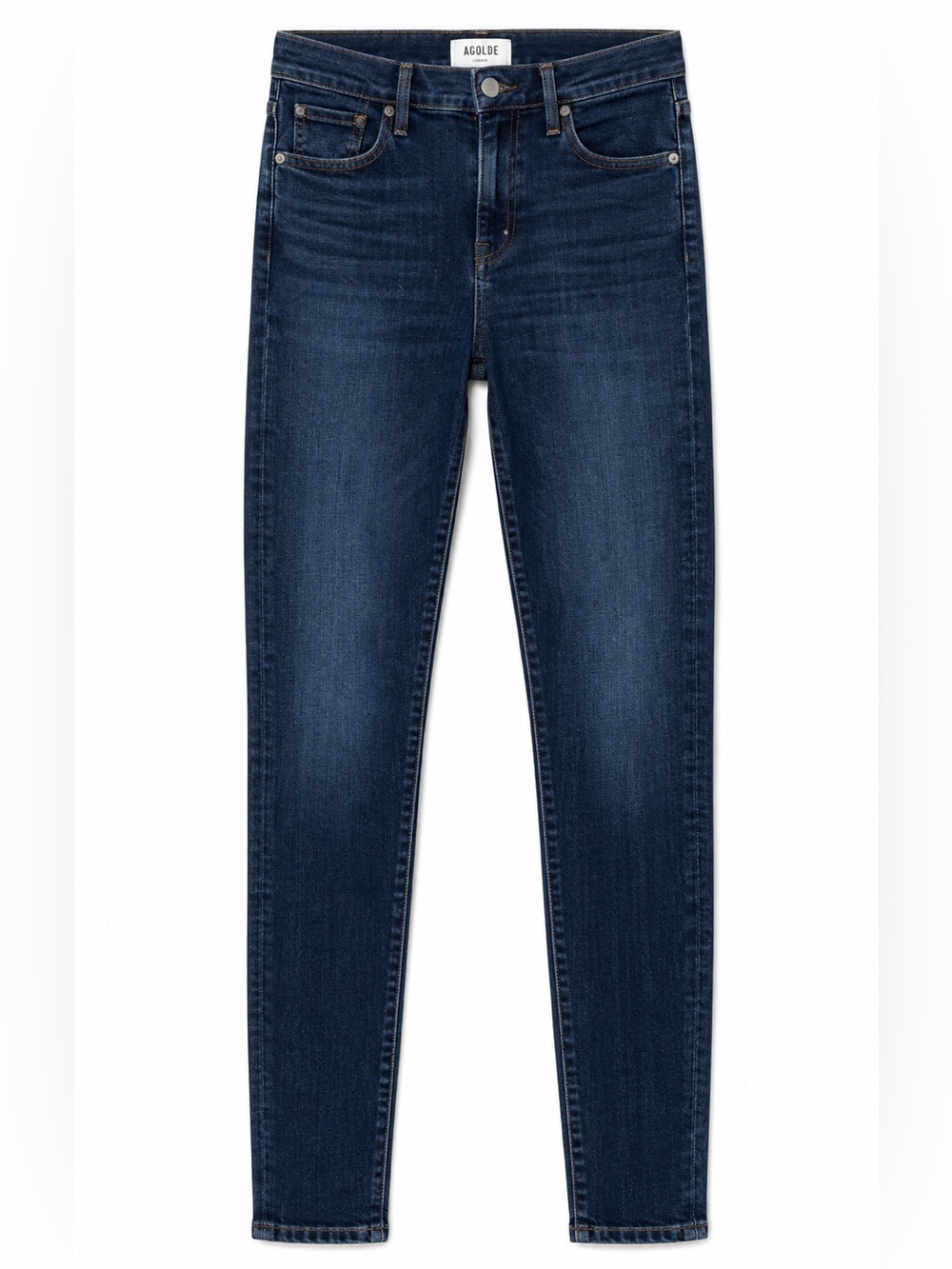 AGOLDE HIGH RISE DARK WASH SKINNY LEG JEANS